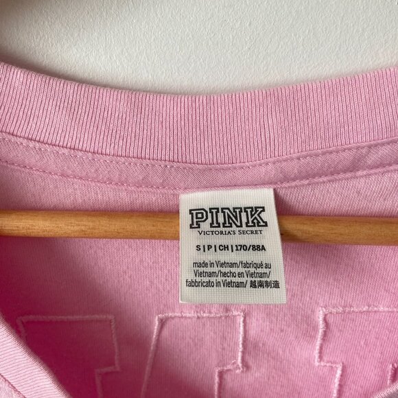 Victoria's Secret PINK Varsity Beach Terry V Neck Top Cupid Pink Size Small - Picture 8 of 9